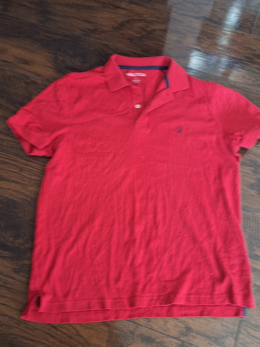 Nautica Men Short Sleeve Red Polo Shirt.size Large